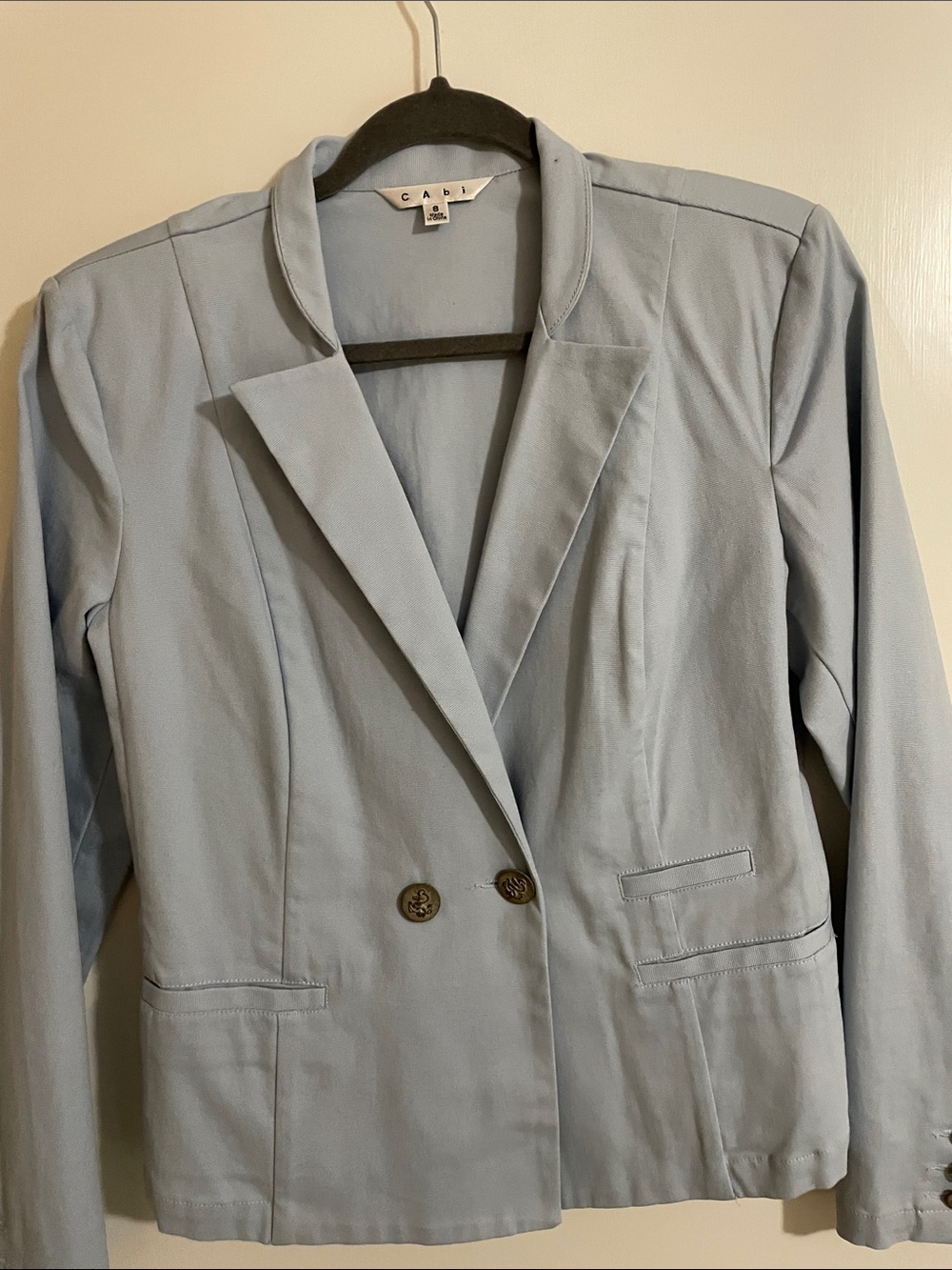 CAbi Soft Blue Double-Breasted Women's Blazer Size 8